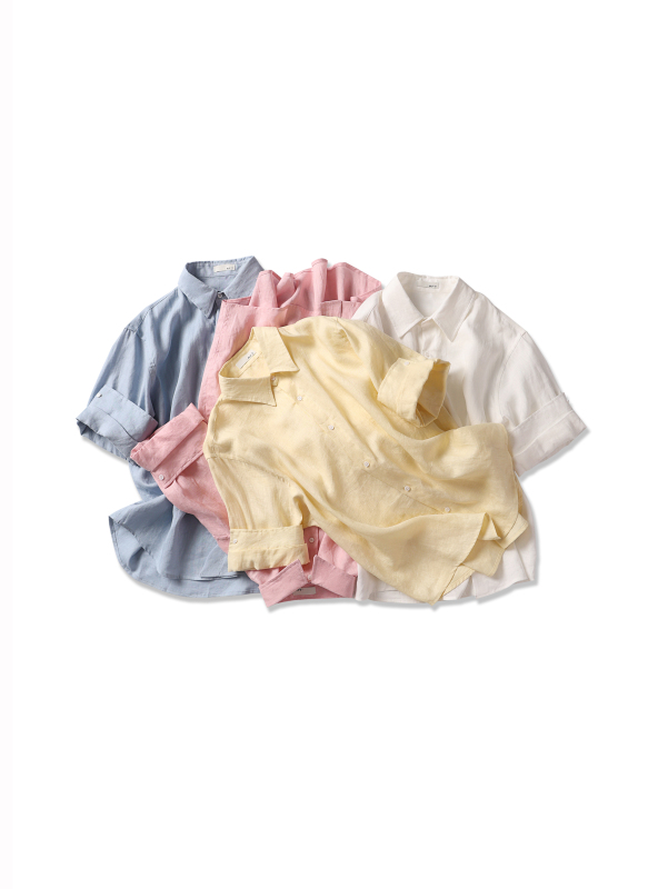 Aftertaste “Drop12” French Normandy Pure Linen Short-Sleeved Rolled-Sleeve Shirt Aftertaste “Drop12” French Normandy Pure Linen Short-Sleeved Rolled-Sleeve Shirt