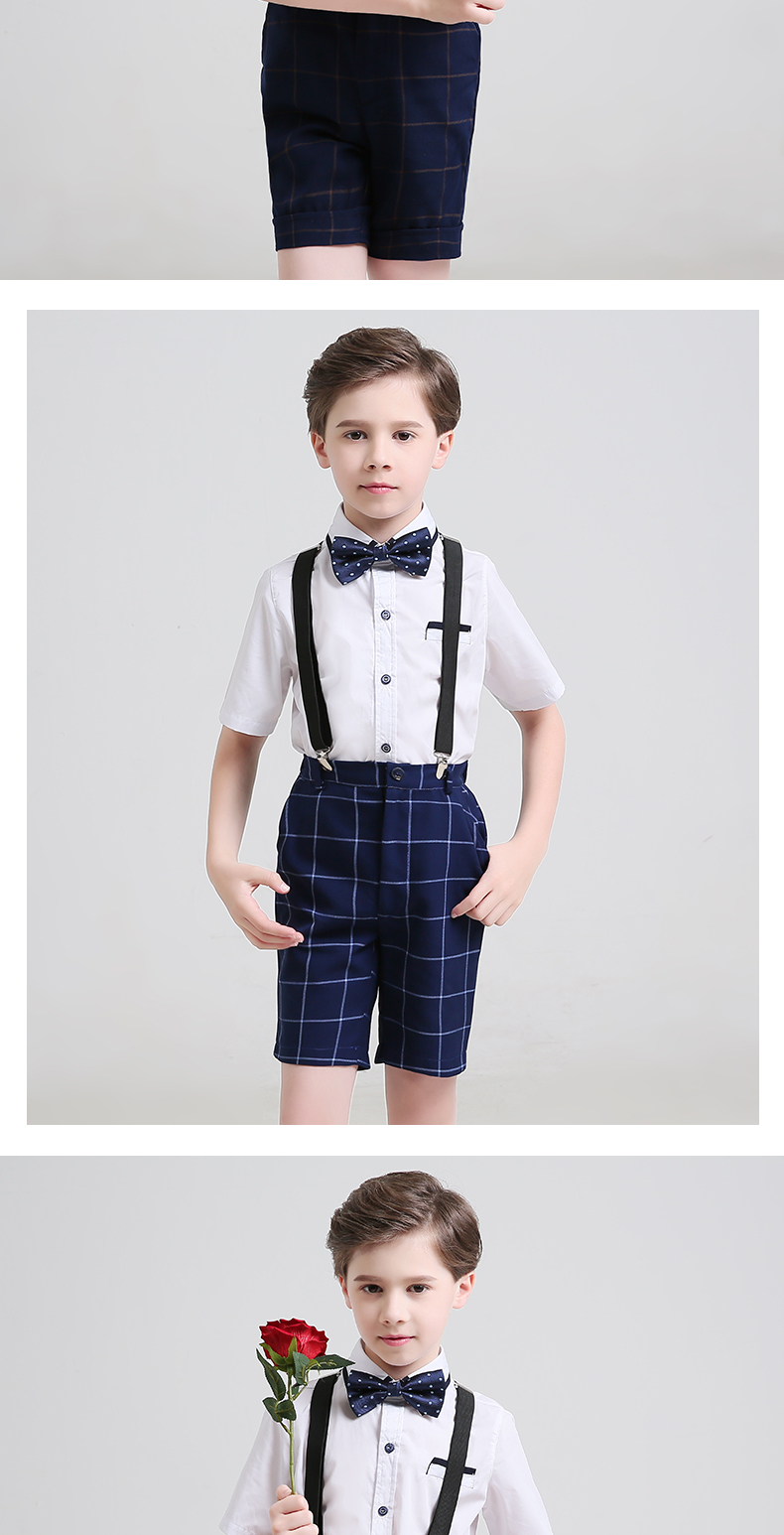 Trẻ em của hoa cô gái ăn mặc chủ boy hiệu suất trang phục điệp khúc phù hợp với bib boy hiển thị phù hợp với mùa hè váy xinh cho bé