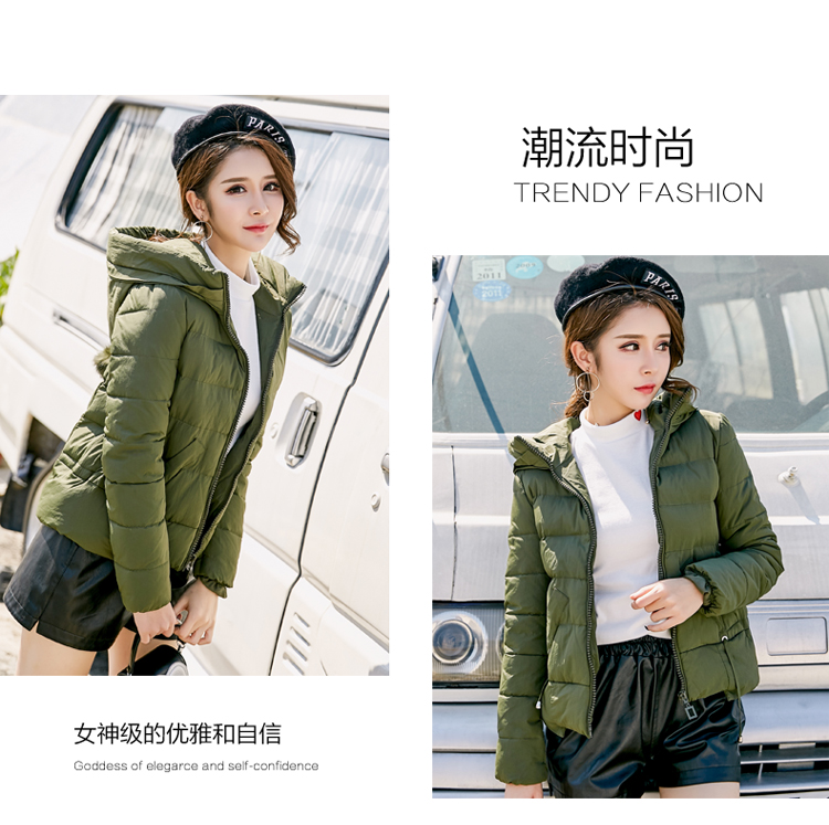 Mùa đông 2018 cotton mới của phụ nữ trùm đầu áo khoác ngắn nữ giản dị áo cotton mỏng thời trang nữ nóng áo ấm phao nữ