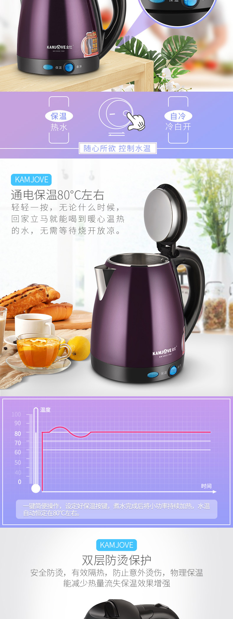 siêu sắc thuốc điện Bếp vàng KAMJISE ấm đun nước điện chống nóng E-15 ấm đun nước tự động gia dụng cách nhiệt một ấm đun nước điện - ấm đun nước điện ấm siêu tốc sunhouse shd1182