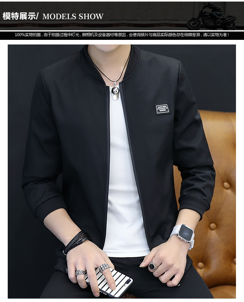 Mùa xuân và Mùa Thu Nam của Người Đàn Ông Mới Đứng Cổ Áo Jacket Hàn Quốc Slim Thanh Niên Đẹp Trai Bóng Chày Phù Hợp Với Xu Hướng Ngắn Áo Khoác Mỏng