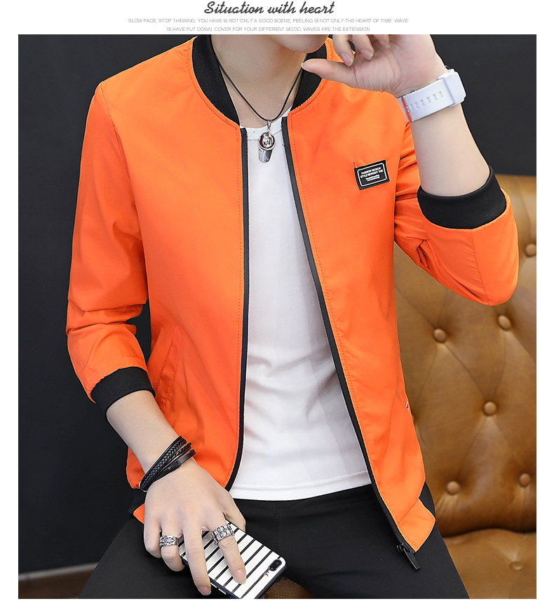 Mùa xuân và Mùa Thu Nam của Người Đàn Ông Mới Đứng Cổ Áo Jacket Hàn Quốc Slim Thanh Niên Đẹp Trai Bóng Chày Phù Hợp Với Xu Hướng Ngắn Áo Khoác Mỏng