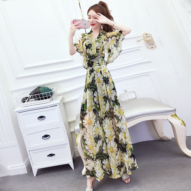 Goddess fan suit 2022 summer new women's clothing fashion Western-style ladies temperament Royal sister fashionable chiffon jumpsuit