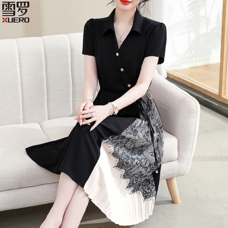 Young Mom's Summer Dress, Stylish and Elegant, Middle-Aged and Elderly Women's Summer Dress, Middle-Aged Women's Tummy-Covering Long Dress