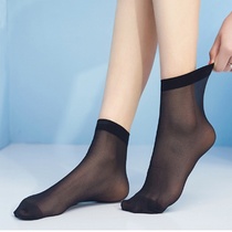Stockings new 2021 explosive short ultra-thin invisible transparent black flesh color solid color anti-hook silk female wire crystal