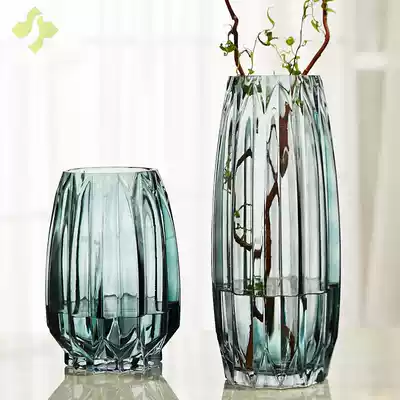 European-style crystal glass peony vase ins wind living room flower arrangement bottle office flower screen glass high simple