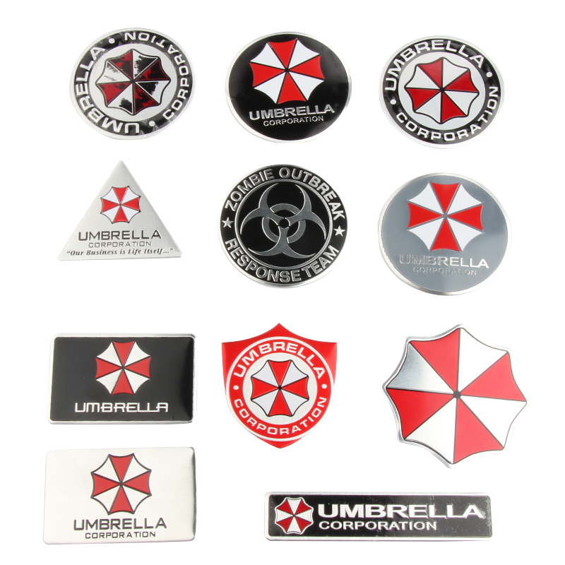 Automotive personality Ambrera biochemical crisis protection umbrella car bike sticker sticker metal tail label