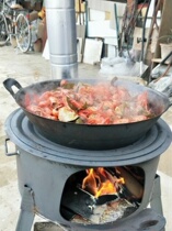 Firewood stove stew iron stove pot stove cooking cooking firewood stove large iron pot Outdoor