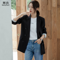 Black blazer female Korean version of loose 2021 new spring and autumn casual short Net red suit womens coat