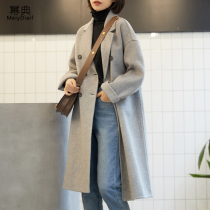 Herringbone double-sided cashmere coat womens long 2019 new popular winter woolen Heben wool jacket