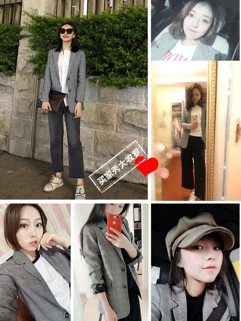 Plaid blazer women's 2024 spring and autumn Korean style casual formal wear high-end street small suit women's top