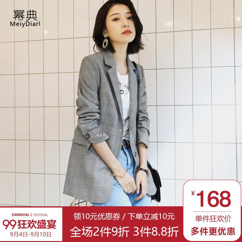 Retro Kẻ Sọc Phù Hợp Với Phụ Nữ Áo Khoác 2018 Mùa Xuân và Mùa Thu Mới của Hàn Quốc Kẻ Sọc Giản Dị Chic Nhỏ Phù Hợp Với Ladies Top