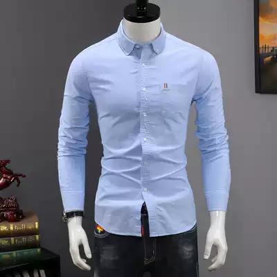 European station Tide brand shirt men's long sleeve autumn cotton slim business leisure Korean trend young men's shirt