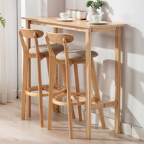 Wall bar table solid wood high table home simple modern bar balcony dining table long partition high table
