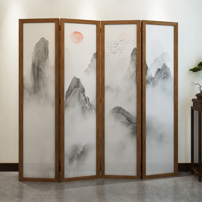 New Chinese screen partition living room folding mobile bedroom shelter simple modern office folding screen small apartment