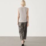 Минималистичный коричневый цветной хлопковый трикотажный жилет, осенний, облегающий крой, V-образный вырез