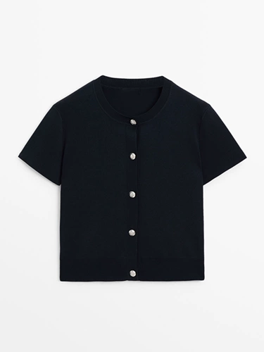 Минималистичный цветной трикотажный кардиган для отдыха, куртка, в стиле Шанель, короткий рукав