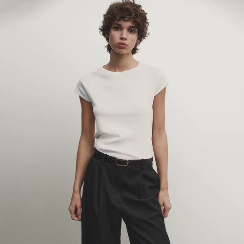 Женская летняя повседневная футболка MD в минималистском стиле, приятная для кожи, из чистого хлопка, с короткими рукавами реглан, 06854581712