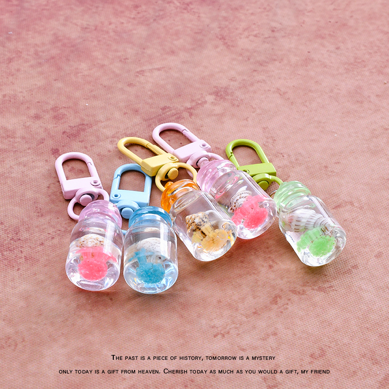 Luminous Conch Drift Bottle Backpack Pendant Creative Keychain Colorful Wishing Bottle Healing-Themed Children's Small Gift