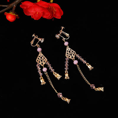 Ancient-style bride accessories, Chinese-style earrings, retro earrings, Hanfu ear needles, tassels, wedding ear clips, Xiuhe dress accessories