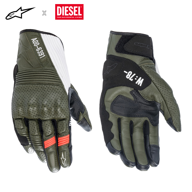 Green White RedA star DIESEL jointly locomotive glove summer motorcycle Cycling glove knight Fall prevention Leather gloves KEI