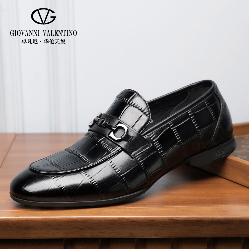 Giovanni Valentino Men's Leather Shoes, High-End Pointed Toe Business Shoes, First Layer Cowhide, Men's Trendy Casual Shoes 10831