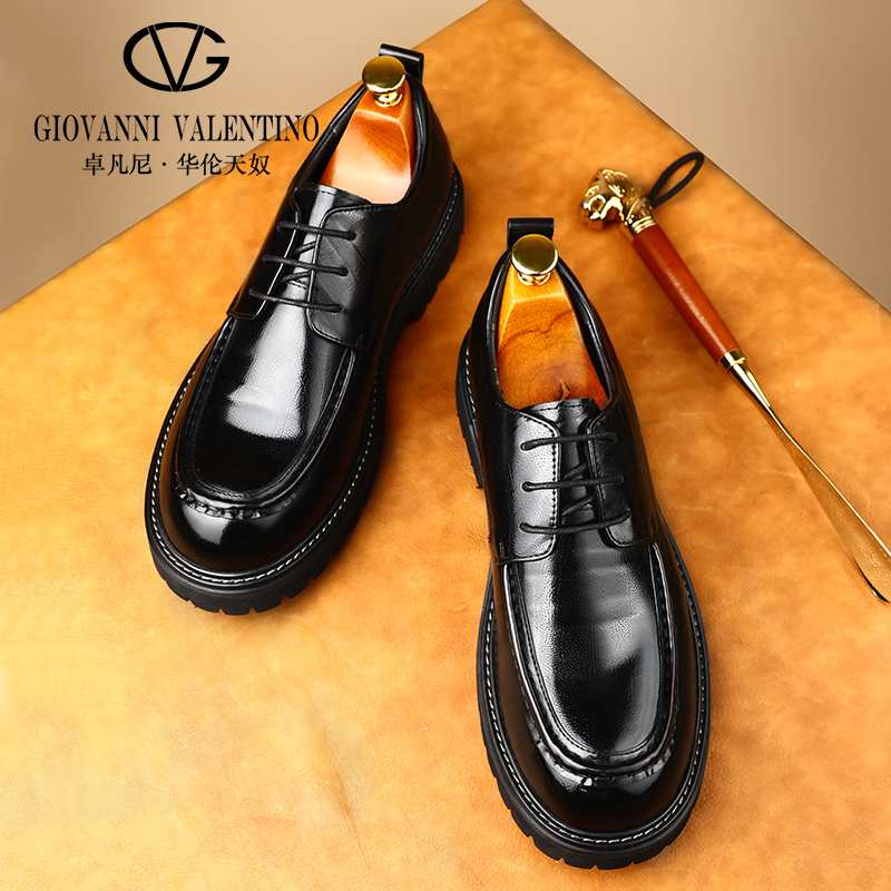 Zhuofanni Valentino Leather Shoes for Men, Autumn and Winter New Model, High-End First-Layer Cowhide Luxury Business Casual Shoes 22D39