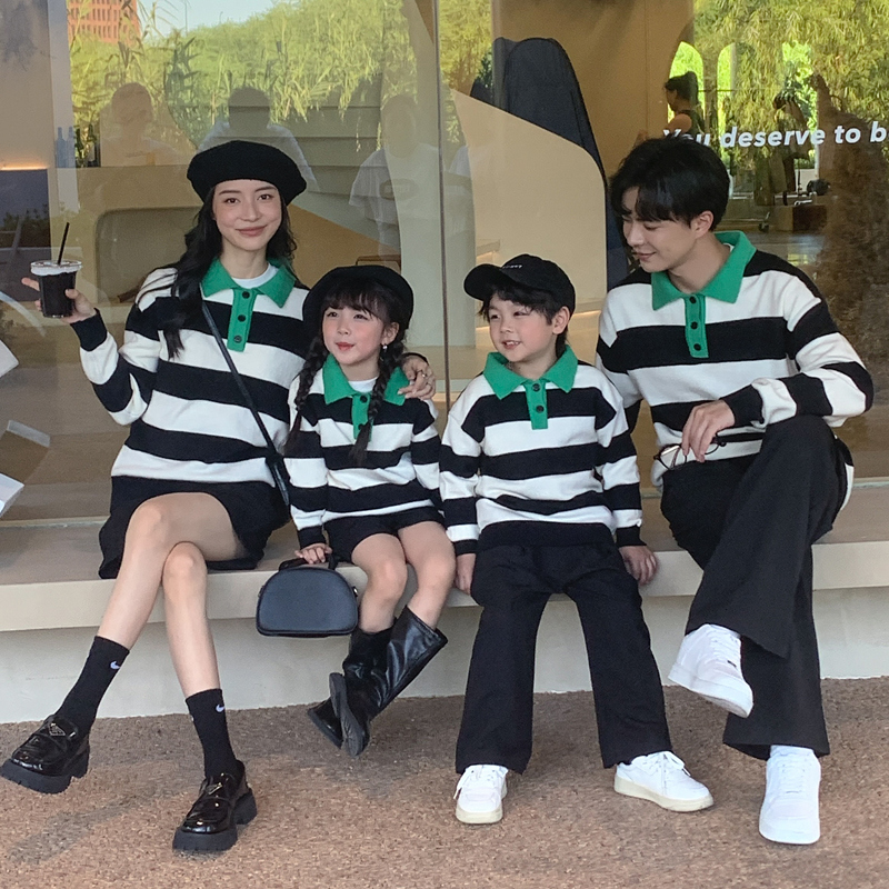 Fashion-style air striped family wear Mother and daughter's mother and daughter clothes knitted sweater