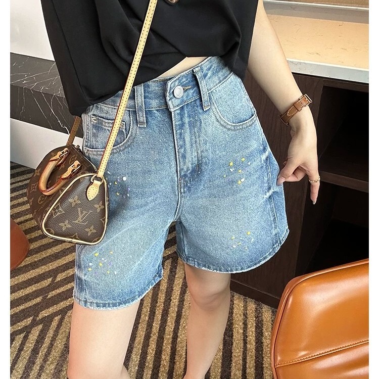 Splash-Ink Graffiti Pattern Design American-Style Jeans 2026 Summer Trendy Brand Loose Straight High-Waisted Wide-Leg Shorts Splash-Ink Graffiti Pattern Design American-Style Jeans 2026 Summer Trendy Brand Loose Straight High-Waisted Wide-Leg Shorts