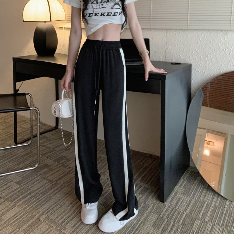 Summer Ice Silk Thin Drapey Narrow Wide-Leg Pants for Women, New High-Waisted Slimming Loose Casual Pants for Petite Figures Summer Ice Silk Thin Drapey Narrow Wide-Leg Pants for Women, New High-Waisted Slimming Loose Casual Pants for Petite Figures