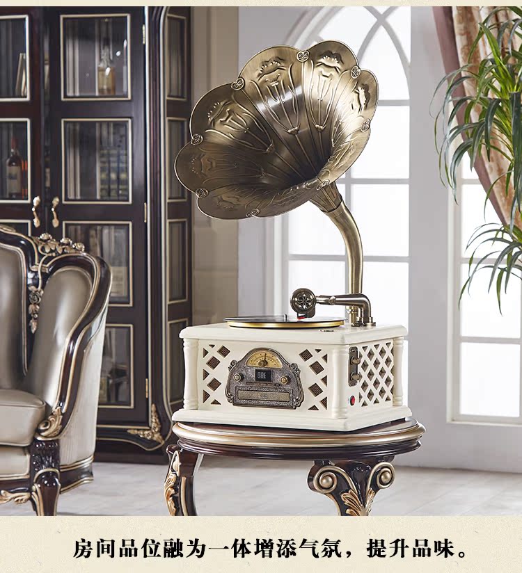 Royal Gramophone retro American phòng khách vinyl ghi âm loa lớn âm thanh nhà châu Âu chính hãng - Máy hát 	máy nghe nhạc đĩa than mini