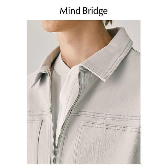 MBMindBridge jacket denim ເຍົາວະຊົນພາກຮຽນ spring ໃຫມ່ commuter lapel jacket ຜູ້ຊາຍງ່າຍດາຍເທິງ