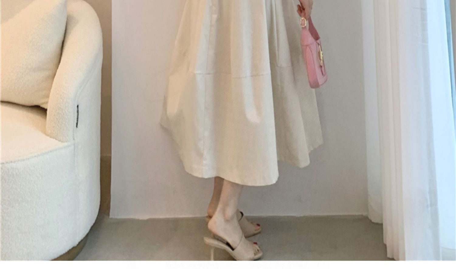 Колодки для обуви 法式复古裙子女夏春高腰赫本风伞白色裙a字半身裙显瘦中长款2023