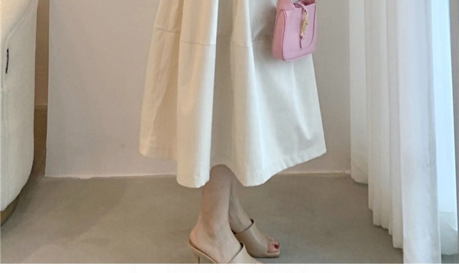 Колодки для обуви 法式复古裙子女夏春高腰赫本风伞白色裙a字半身裙显瘦中长款2023