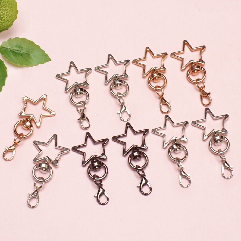 Creative Five-Pointed Star Keychain DIY Material Zinc Alloy Lobster Clasp Pendant Star Metal Keychain Small Accessories