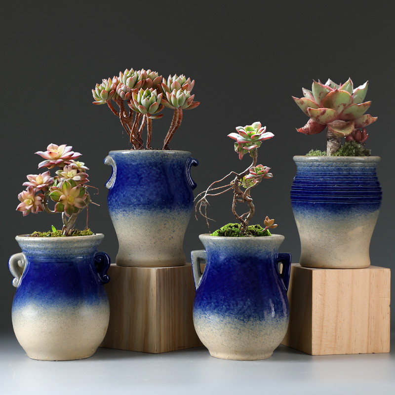 Fleshy flowerpot ceramic package mail special offer a clearance coarse pottery breathable retro creative large old running the flesh POTS of the plants