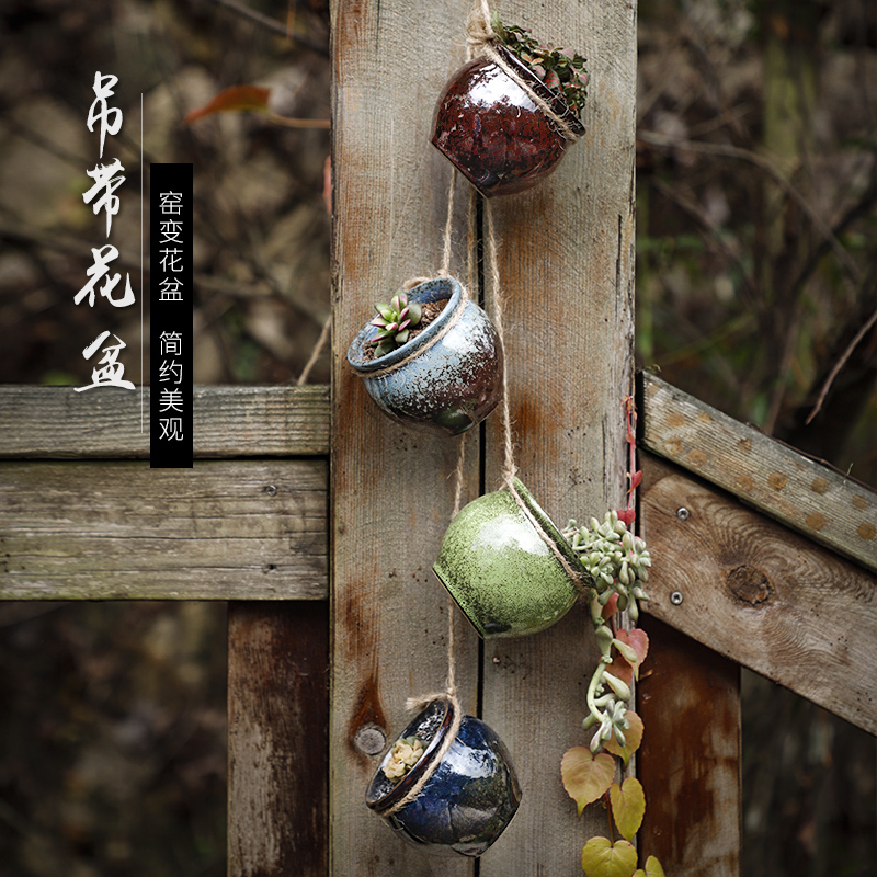 Platinum jade concise hanging rope fleshy money plant bracketplant hanging flower pot hanging POTS archaize ceramic creative move