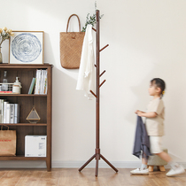 Solid Wood hanger floor-to-ceiling bedroom vertical household hanger coat rack hanger Rod office single pole clothes shelf