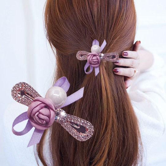 Butterfly Bolt hairpinch Pearl Haircard Han Downtress Water Drill Tops Flower Spring Clip Flavored Pinch Duck Platter