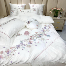 Princess Windlace Lace 100 Long Suede Cotton Four Sets Pure Cotton Girl Hearts Embroidered Quilt Cover Bed Linen Full Cotton Bed