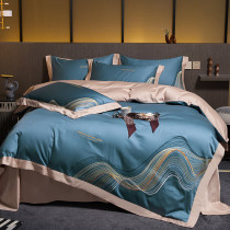 Modern light extravaganza 120 Xinjiang long suede cotton four pieces of cover 4 pure cotton minimalist embroidery quilt cover all cotton European style bed goods