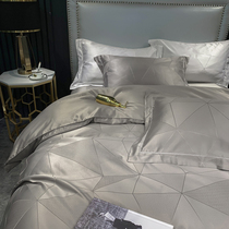 Eurostyle silk sliding tencel linen four pieces of summer naked sleeping ice silk quilt cover bed Ogasawara light lavish hotel wind bed with supplies