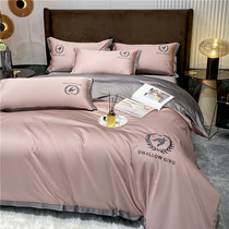 120 Xinjiang long suede cotton four pieces of full cotton pure cotton minimalist Embroidery Quilt Cover Light Lavish Hotel Wind Bed