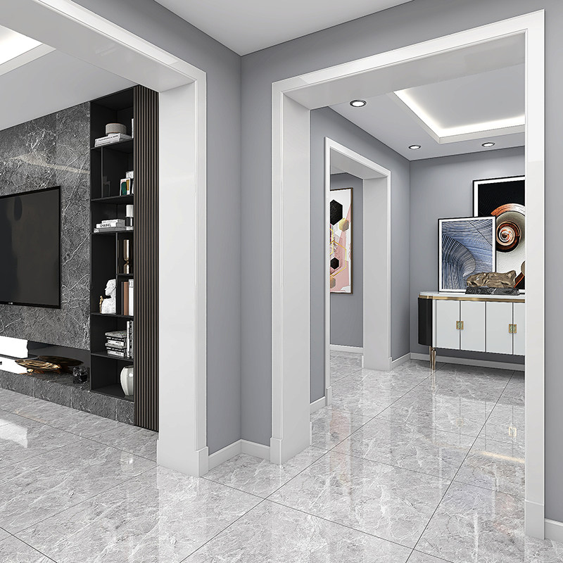 White minimalist marble pass door cover edge dressing room door frame balcony window sill artificial stone edge strip