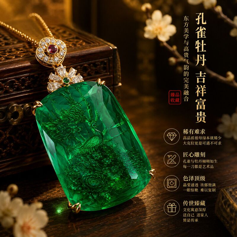 Collectible Colombian Emerald Large Gemstone Necklace, High-End and Elegant, High Clarity Sweater Pendant, Actual Product Photography Collectible Colombian Emerald Large Gemstone Necklace, High-End and Elegant, High Clarity Sweater Pendant, Actual Product Photography
