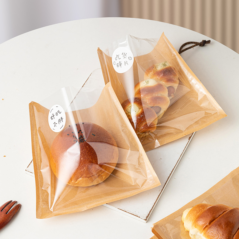 Bread packing bag bread anti-oil independent baker packaging disposable transparent packing self-proclaimed bag toast packing bag