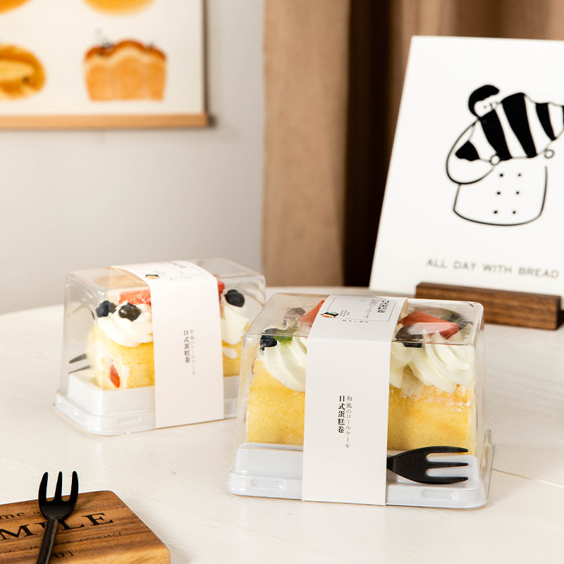 Japan-style Towel Roll Hug Cuddle Cake Rolls Swiss Roll Transparent Box Rectangular box 50 coated in baking packaging
