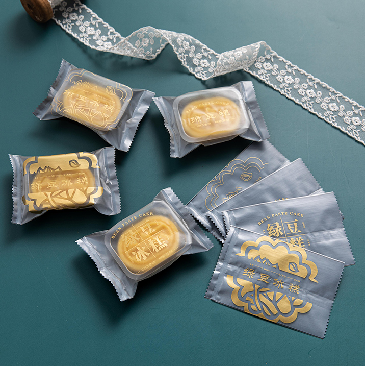 Green Bean Cake Packing Bag Green Bean Ice Pastry Osmanthus Rice Cake Pineapple Crisp Packaging Box Machine Seal Bag Transparent Plastic with bottom care