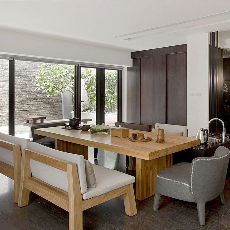 Nordic solid wood conference table long table simple negotiation table and chair combination large long table workbench desk log