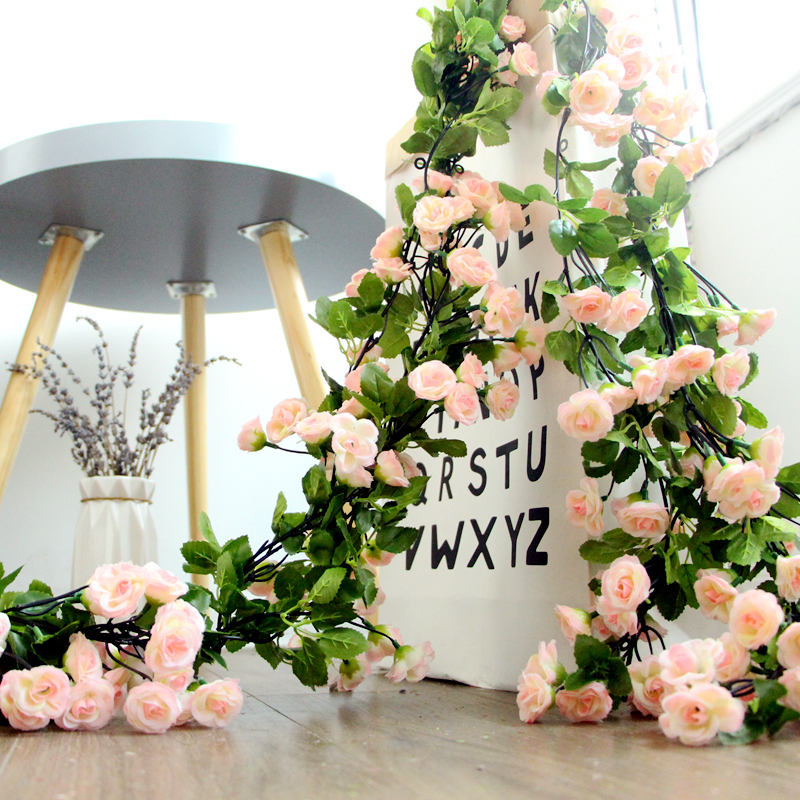 Simulation of bed head rose vine cherry blossom blossom vine living room air conditioning pipeline decoration balcony to block plastic vines